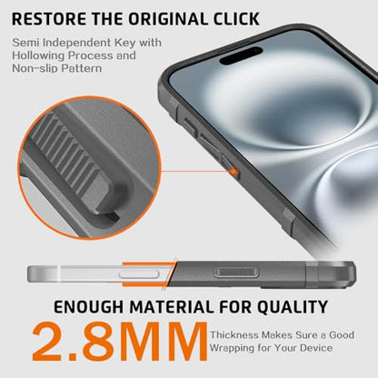 Rugged Shield 8ft Drop Proof TPU Thick Armor Tactical Protective Case Compatible with iPhone 16 Plus (6.7 inches) - City Grey - color: City Grey, size: iPhone 16 Plus