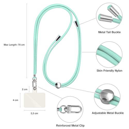 TBOC 2X Cell Phone Lanyard [Green Water] - Comfortable Universal Smartphone Lanyard - Easy to Use Neck Phone Holder [White Ice Patch] Adjustable Length Phone Strap Crossbody - Fits All Mobile Phones - color: Green Water