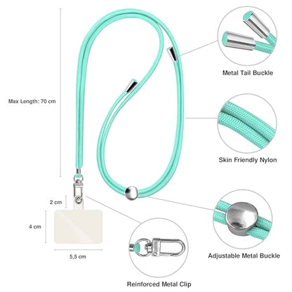 TBOC 2X Cell Phone Lanyard [Green Water] - Comfortable Universal Smartphone Lanyard - Easy to Use Neck Phone Holder [White Ice Patch] Adjustable Length Phone Strap Crossbody - Fits All Mobile Phones - color: Green Water