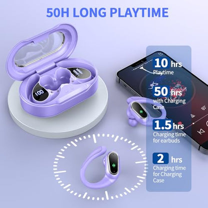 Wireless Earbuds, 2026 Bluetooth 5.4 Headphones, ENC Noise Canceling Mic - color: comb purple