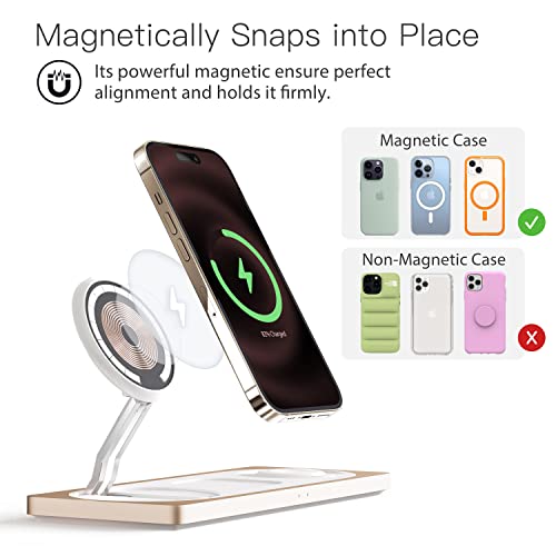 PETINO 3 in 1 Wireless Charging Station for Apple Devices with MagSafe - color: Golden