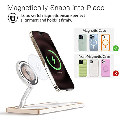 PETINO 3 in 1 Wireless Charging Station for Apple Devices with MagSafe - color: Golden