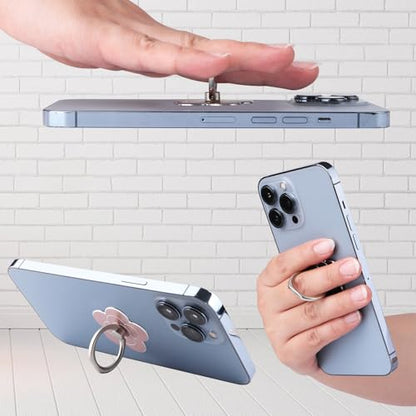 4pcs Cell Phone Ring Stand,Cell Phone Ring Holder Flower,360 Rotate and 180°Angle Adjustable Metal Finger Ring Socket Grip Kickstand for Smartphones