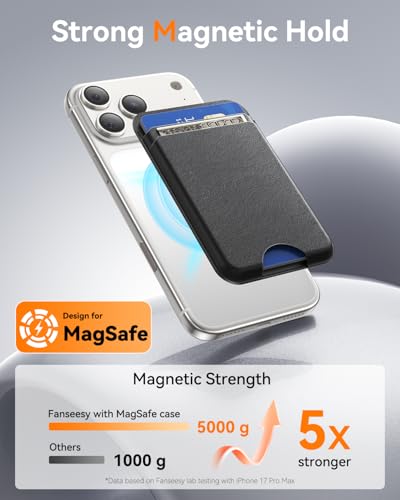 for MagSafe Wallet, 5 Card Holder, Slim Leather Magnetic Wallet for iPhone 17/16/15/14/13/12 Pro Max Plus Air Series, 1 Card Slots & 1 Cash Slot,Black - color: Black