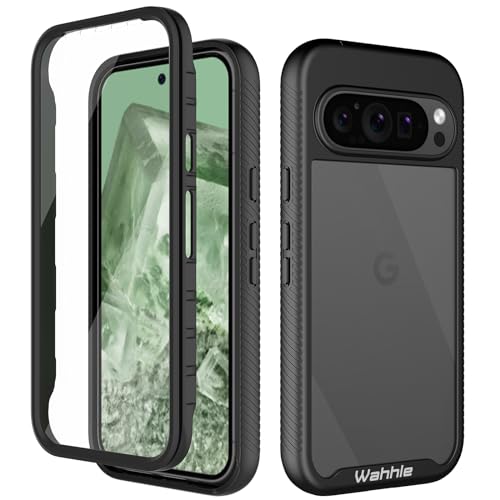 Compatible with Google Pixel 9 Pro XL Case, Built in Screen Protector Full Body Shockproof Slim Fit Bumper Protective Phone Cover Men Women-Black/Clear - size: Google 9 Pro XL Case