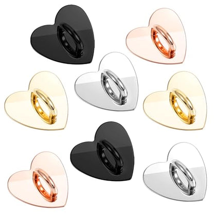 8 Pcs Phone Charm Hook, Cell Phones Charm Finger Rings Adhesive Metal Phones Finger Grip Loop Stand Heart Charms for DIY Phone Case Pad Tablet Supplies - color: Multicolor