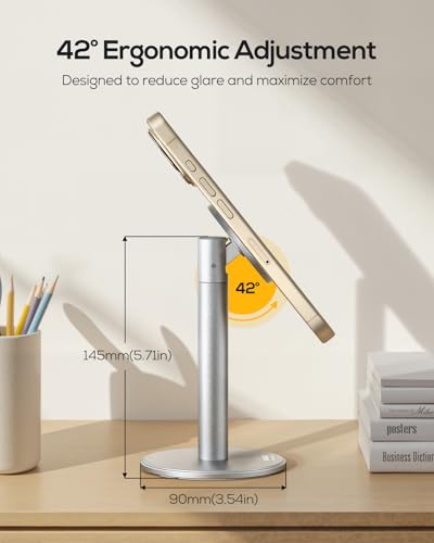 Nulaxy Magnetic Full Aluminum Cell Phone Stand with 360 Rotating, Silver - color: B-Silver
