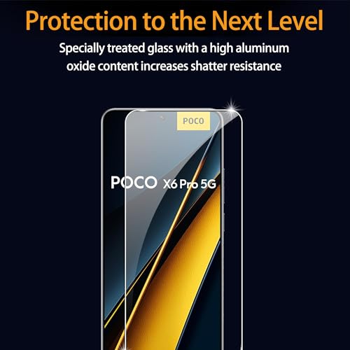 for Xiaomi Poco X6 Pro 5G Screen Protector with Camera Lens Protector, 9H Hardness Anti-Scratch Tempered Glass flim, Case Friendly, Anti-Fingerprint,Anti-Scratch (2+2 PACK) - color: Xiaomi Poco X6 Pro