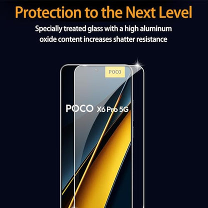 for Xiaomi Poco X6 Pro 5G Screen Protector with Camera Lens Protector, 9H Hardness Anti-Scratch Tempered Glass flim, Case Friendly, Anti-Fingerprint,Anti-Scratch (2+2 PACK) - color: Xiaomi Poco X6 Pro