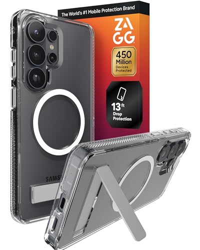 ZAGG Crystal Palace Snap Samsung Galaxy S26 Ultra Case with Kickstand - Clear, 13ft Drop Protection with Graphene, Crystal Clear Magnetic Case, Anti-Yellowing Slim Cover - size: Samsung Galaxy S26 Ultra, style: With Snap