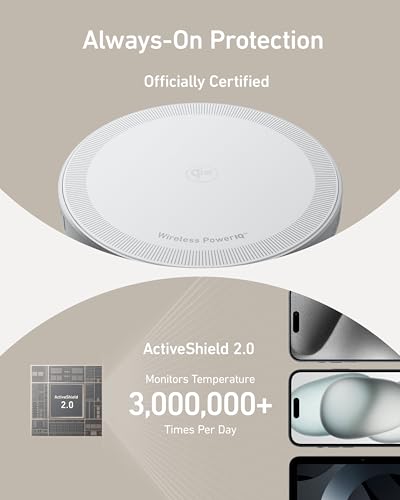 Anker MagSafe Charger Pad Compatible, MagGo iPhone 16 Wireless Charging Pad, Qi2 Certified 15W Wireless Charger for iPhone 16/16 Plus/16 Pro/16 Pro Max/15/14/13/12 Series (White, No Adapter)