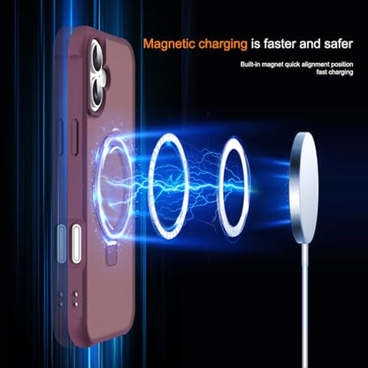 SKYLMW Compatible with iPhone 17 Case with Stand,Wine Red | iPhone 17 Phone Case 6.3",Magnetic Ring Stand,Compatible with MagSafe,Military-Grade Protection,Great Grip Feeling - color: Wine Red, size: Iphone 17