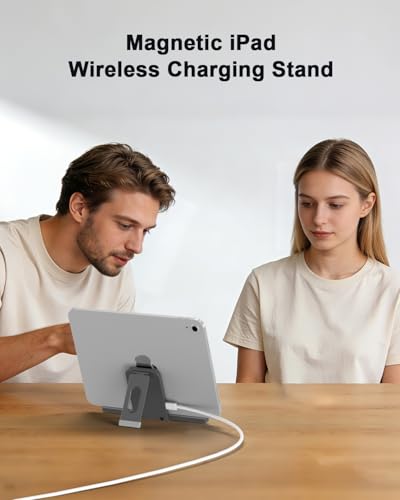 YACAISI Magnetic Wireless Charger for iPad 10th Generation, iPad (A16) Only, 18W iPad Tablet Fast Charging Stand Smart Connector Alloy Wireless Charging iPad with USB-C Cord Cable