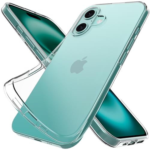 Silicone Clear iPhone 16 Case,Ultra Thin with Comfort Grip | Soft Slim-Fit TPU iPhone 16 Phone Cover,Non-Slip,Shockproof Protection,Scrath-Resistant - size: iPhone 16 case