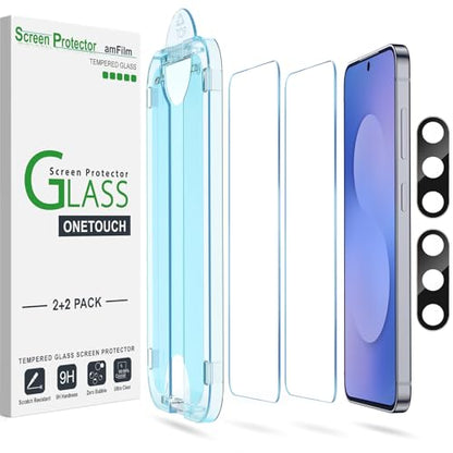amFilm OneTouch for Samsung Galaxy S25 FE Screen Protector Tempered Glass - size: S25FE-6.7"