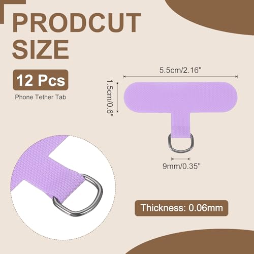 uxcell 12pcs Phone Tether Tab, Universal Phone Lanyard Patch T Shape Cell Phones Strap Replacement Part for Most Smartphone Cases, Light Purple - color: Light Purple