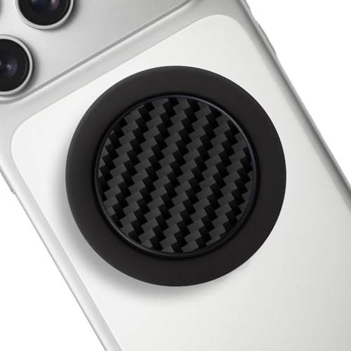 Genuine Carbon Fiber Magnetic Phone Grip Compatible with Magsafe，Collapsible Mobile Phones Stand Holder for Smartphone Tablet Cell Phone Accessory - Black Twill - color: Black Twill
