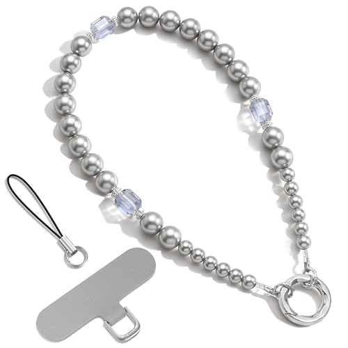 SURPHY Phone Charm, Handmade Beaded Phone Wrist Strap with Tether Tab - color: B- Lunar Shadow