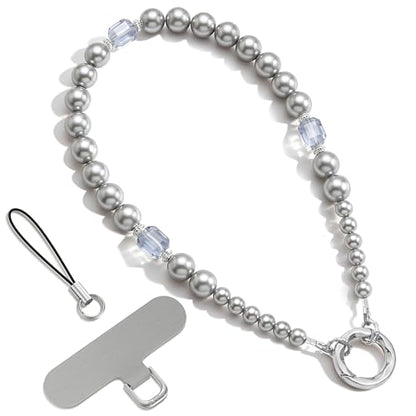 SURPHY Phone Charm, Handmade Beaded Phone Wrist Strap with Tether Tab - color: B- Lunar Shadow