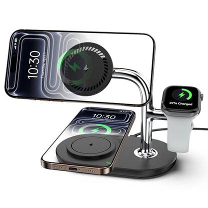 Dual Magnetic Charger for iPhone, 3 in 1 Wireless Charger for Apple Watch