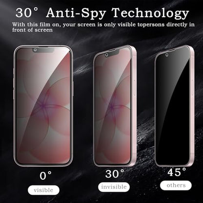 Privacy Screen Protector for iPhone 17e, Shatterproof Tempered Glass Accessories, Anti Spy Tempered Glass Film, Case Friendly Ultra Resistant 9H Hardness Anti-Glare HD Black -3 Pack