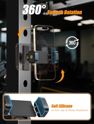 Magnetic Phone Holder for Gym【Strong Magnets】 360 Adjustable Phone Mount - color: Black