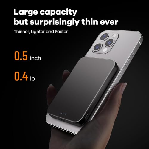 Power Bank, Ultra-Thin 10,000mAh Magnetic Wireless Portable Charger, 22.5W Fast Charging Battery Pack, Comes with USB-C Cable, Designed for iPhone Air /17/16/15/14/13/12 - color: Black