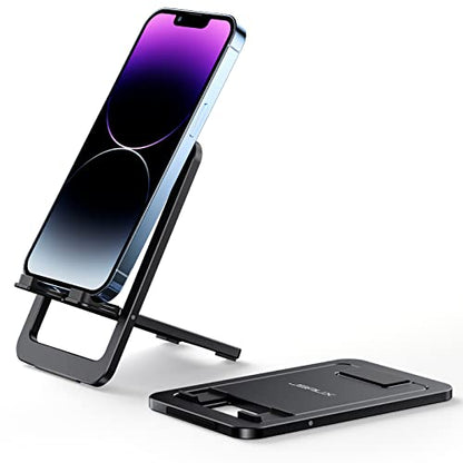 JSAUX Fold-Flat Cell Phone Stand, Adjustable Desk Holder-Black - color: Black, size: 1-PACK