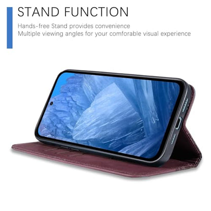 Wallet Case for Google Pixel 9/9 Pro 2024 6.3 inch - [Strong Magnetic] PU Leather Folio Flip Case with Card Holder Kickstand Protective Phone Cover - Wine red - color: Wine Red, size: Google Pixel 9/9 Pro 6.3"