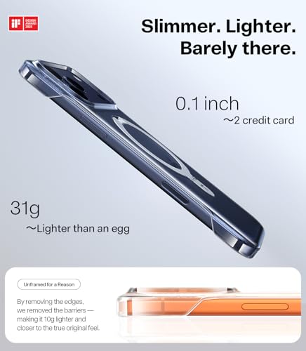 TORRAS Ostand Ultra Slim for iPhone 17 Pro Case Clear 6.3'', [Non Yellowing] Magnetic Stand [Fit for MagSafe], Frameless with Thin Minimalist Case for iPhone 17 Pro Phone Case, Hard, Transparent - size: iPhone 17 Pro