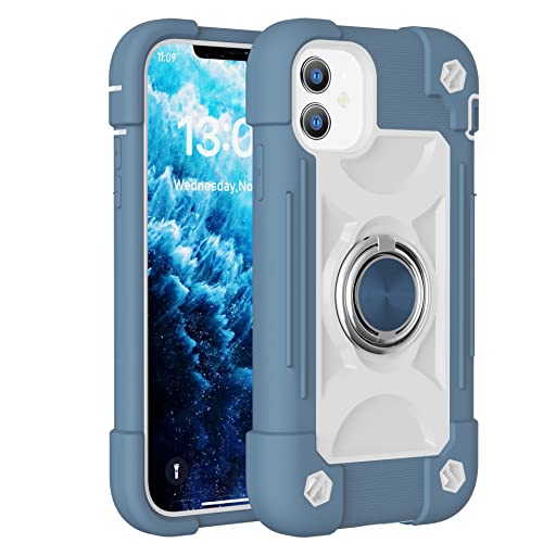 MARKILL Compatible with iPhone 11 Case 6.1 Inch with 360°Rotate Ring Stand, Military Grade Drop Protection Full Body Rugged Heavy Duty Case 3 in 1 Protective Cover Blue - color: Blue, size: iPhone 11 6.1"
