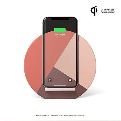 Native Union Dock Marquetry Wireless Charger–Genuine Italian Leather High Speed [Qi Certified] 10W Versatile Fast Wireless Charging Stand with iPhone 11/11Pro/11Pro Max(Rose) - color: Marquetry Rose