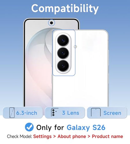 USLAI Case for Samsung Galaxy S26, Anti-Yellowing, Crystal Clear Back, Shockproof & Military‑Grade Drop Protection - Transparent - color: Clear, size: Samsung Galaxy S26