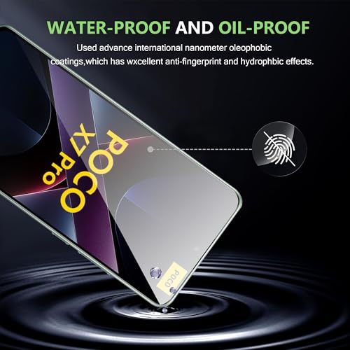 for Xiaomi Poco X7 Pro 5G Screen Protector with Camera Lens Protector, 9H Hardness Anti-Scratch Tempered Glass flim, Case Friendly, Anti-Fingerprint,Anti-Scratch (2+2 PACK) - color: Poco X7 Pro