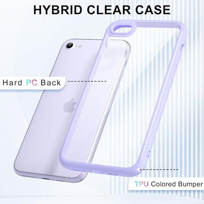 LoeoeL for iPhone SE 2022/2020/ 7/8 Case Clear, Transparent Hybrid SE Phone Case [Hard Plastic & Soft Silicone Bumper] Acrylic Non Yellowing Thin Slim Protective Cover, Purple Lavender - color: Lilac, size: SE / 7 / 8