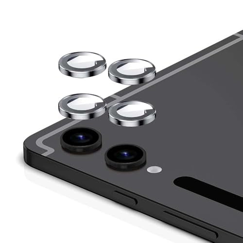 Zeking (2 Set for Samsung Galaxy Tab S10 Plus Camera Lens Protector, Scratch-Resistant HD Clarity Ultra-Thin 9H Tempered Glass with Aluminum Edging, Individual Metal Lens Cover(Silver) - color: Silver