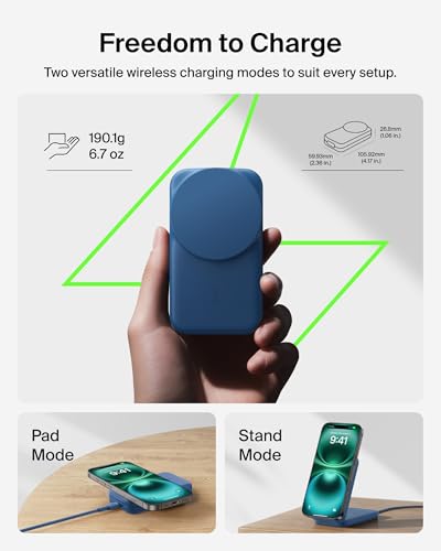Belkin Qi2.2 25W Wireless 3 in 1 Foldable Fast Charging Station for iPhone - color: Blue
