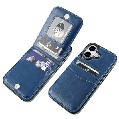 KIHUWEY for iPhone 17 Wallet Case Card Holder Kickstand, Blue | Credit Card Slots, PU Leather, Magnetic Clasp, Flip Heavy Duty Protection Cover for Men and Women - color: Blue