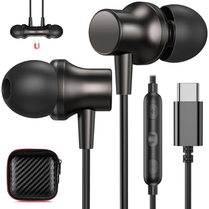COOYA USB C Headphones Wired Earbuds for iPhone 18 Pro Max 17 16, Gunmetal - color: Gunmetal
