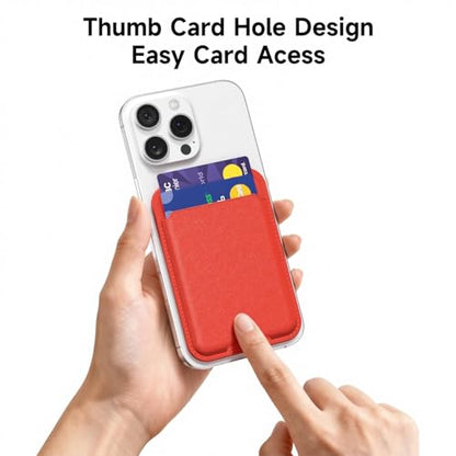 oakxco Phone Wallet Stick On, Slim Thin Adhesive ID Credit Card Holder Wallet Pocket Back of Phone Case, Hard Shell Plastic Sleeve Sticky Card Wallets Pouch for iPhone Samsung Pixel, Red - color: Red