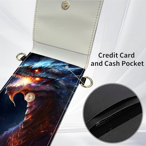 for Women Cell Phone Purse,with Touchscreen Cell Phone Purse,PU Leather Shoulder Bag Waterproof Phone Wallet Case with Clear Touch Screen Window up to 6.7 inch Smartphone, - color: Flame Dragon -170