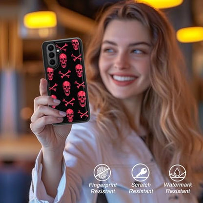 Pink Skull Wallet Case for Samsung Galaxy A17 5G, Shockproof RFID Blocking PU Leather Flip Folio Cover with Card Holder, Kickstand & Magnetic Closure, Protective Phone Case - color: Pink skull, size: Galaxy A17