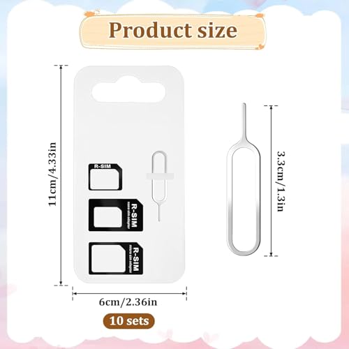 20-Pack SIM Card Adapter Kit - Includes Nano/Micro/Standard SIM Converters & Eject Tool for iPhone, Samsung, and Most Smartphones