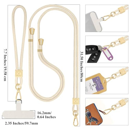 Hovmwey Phone Lanyard Crossbody, Hand Wrist Strap Lanyard with 2 Phone Tethers, Adjustable Anti Theft Phone Strap Neck Lanyard for Keys ID Badges Phones Wallet, Starlight - color: Starlight