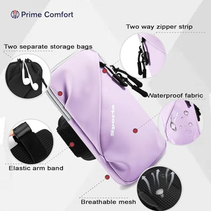 Phone Holder Arm Bands, Small Crossbody Shoulder Holsters Bag with Arm Band, Fits iPhone and All Cell Phones, Use for Running, Walking, Hiking & Biking (Plus Size Purple) - color: Purple