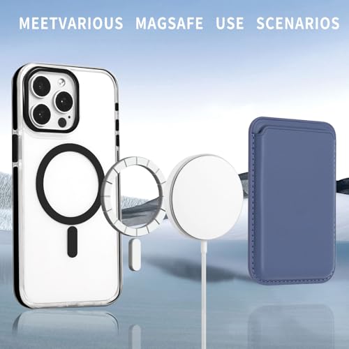 for iPhone 13 Pro Case [Compatible with MagSafe] [Military-Grade Drop Protection] [Anti-Scratch Shockproof] Transparent Clear Magnetic Phone Case Cover 6.1 inch, Black - color: Black, size: iPhone 13 Pro