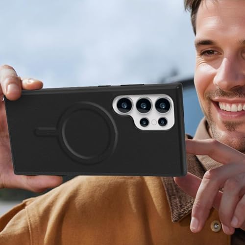 Magnetic Case for Samsung Galaxy S25 Ultra Wallet Compatible with Magsafe RFID Blocking Card Holder Detachable Phone Cover Kickstand Snap Strap Zipper Pocket PU Leather (Black) - color: Black, size: Galaxy S25 Ultra