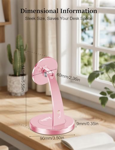 Aoviho Magnetic Phone Stand for Desk, 360° Rotating Phone Holder,Rose Gold - color: Rose Gold