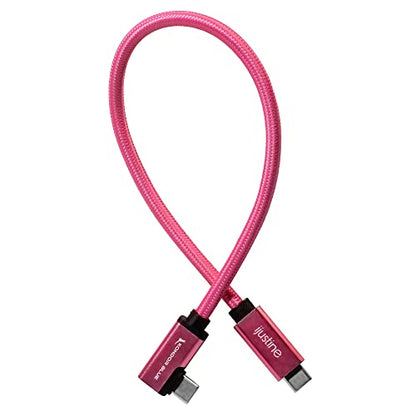 KONDOR BLUE x iJustine | 1' FT USB-C to USB-C Right Angle | USB 3.1 Gen 2, 10Gb/s Data Transfer Speeds, 100W Charging, & 4K Display Support | Pink - size: 1 Foot