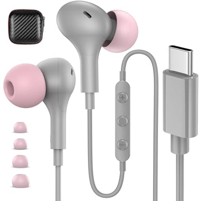 USB C Headphones Wired Earbuds for iPhone 18Pro Max 17 16 15,Grey - color: Grey